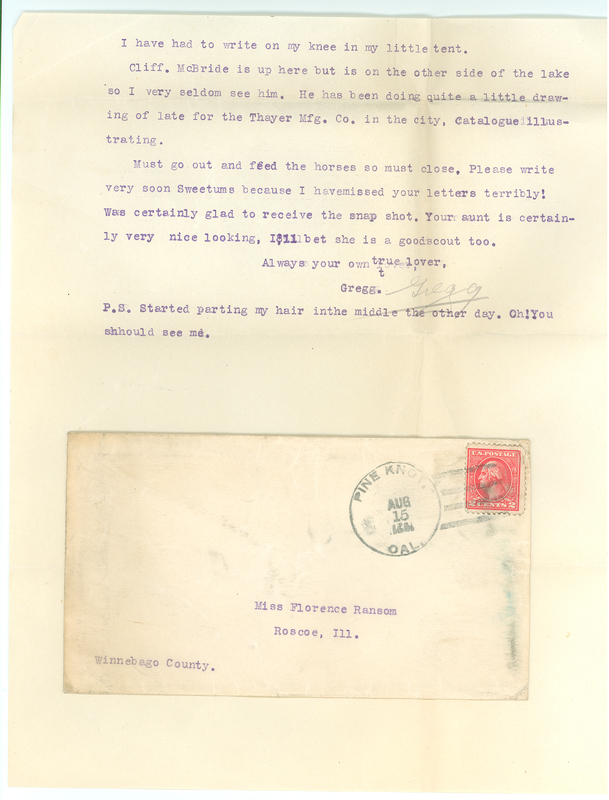 Gregg Marshall to Florence (Ransom) Nielsen, August 10, 1920 2