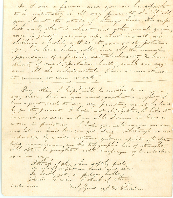 Josiah Glidden to Mary McConnell 2